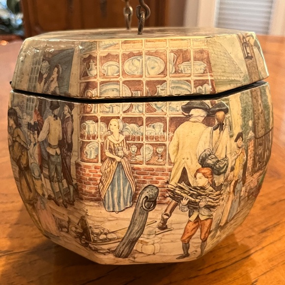 Antique Anton Pieck wooden provincial town graphic flip top purse. Amazing! - Picture 5 of 15